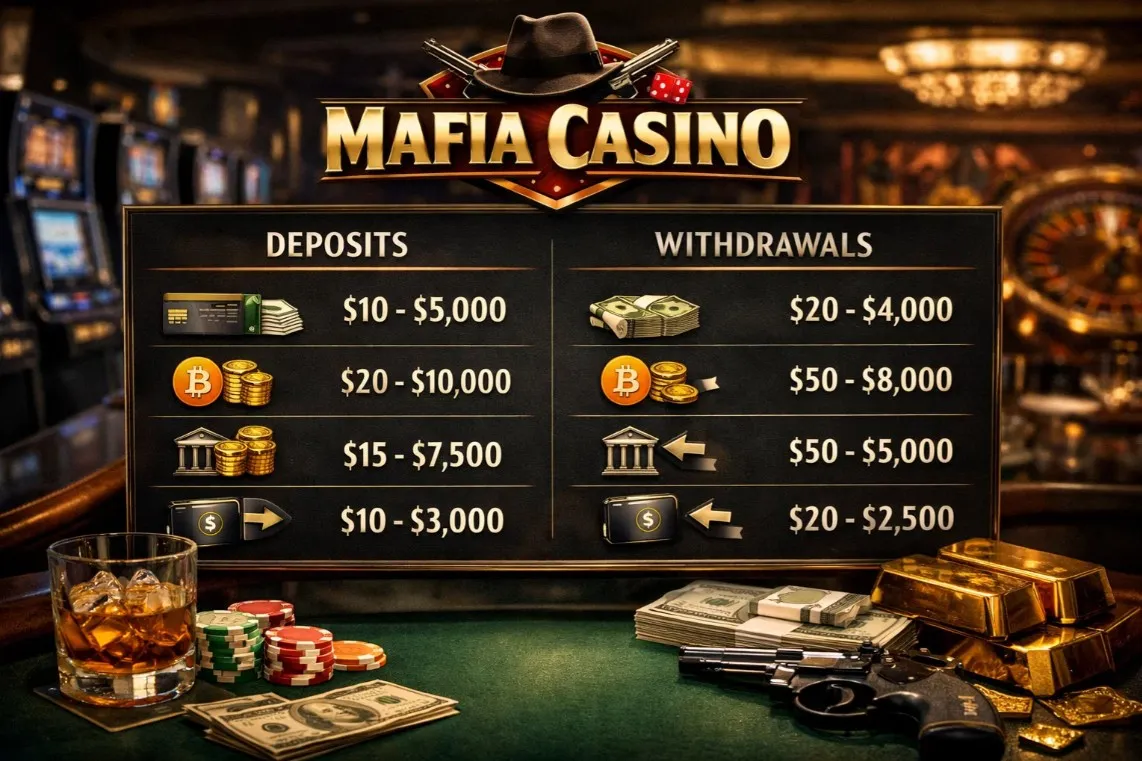 Depósitos e saques no Mafia Casino: métodos e limites